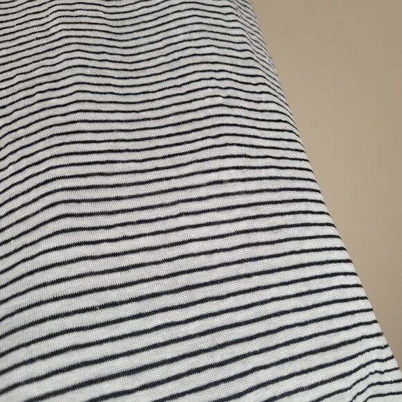 Eileen Fisher Sleeveless Linen Tank Dress Knee Lenght Striped White Black Size L - Picture 10 of 13